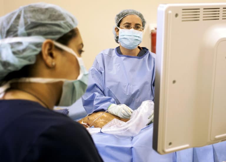 Operating room team during a procedure