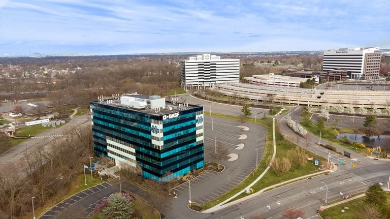 Aerial photo of a modern office campus